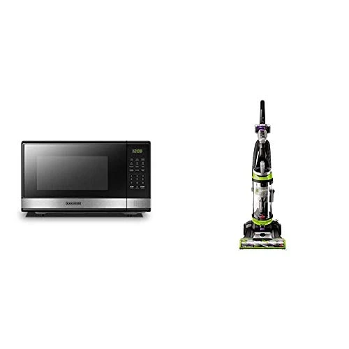 Black & Decker Microwave Oven With Turntable Push-Button Door,Child Safety Lock,1000W,1.1cu.ft,Stainless Steel, 1.1 Cu.Ft & BISSELL Cleanview Swivel Pet Upright Bagless Vacuum Cleaner, Green, 2252