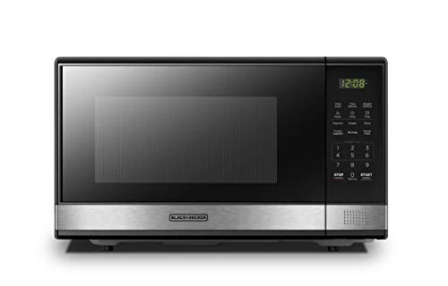 Black & Decker EM031MB11 Digital Microwave Oven With Turntable Push-Button Door, 1000W,1.1cu.ft, Stainless Steel & 4-Slice Toaster Oven With Natural Convection, Stainless Steel, TO1760SS