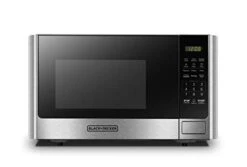 Black & Decker Digital Microwave Oven With Turntable Push-Button Door, Child Safety Lock, Stainless Steel, 0.9 Cu Ft