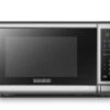 Black & Decker EM720CB7 Digital Microwave Oven With Turntable Push-Button Door, Child Safety Lock, 700W, Stainless Steel, 0.7 Cu.ft