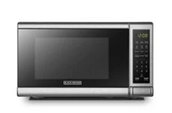Black & Decker EM720CB7 Digital Microwave Oven With Turntable Push-Button Door, Child Safety Lock, 700W, Stainless Steel, 0.7 Cu.ft