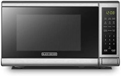 Black & Decker EM720CB7 Digital Microwave Oven With Turntable Push-Button Door, Child Safety Lock, 700W, Stainless Steel, 0.7 Cu.ft - Image 5