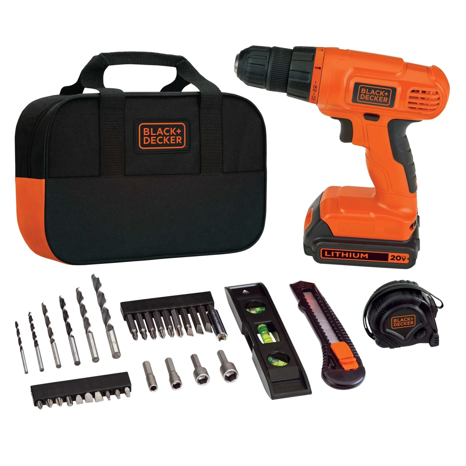 Black & Decker 20V MAX* Drill & Home Tool Kit, 34 Piece