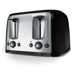 Black & Decker 4-Slice Toaster, Classic Oval, Black With Stainless Steel Accents, TR1478BD