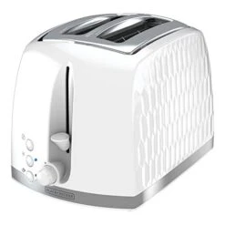 Black & Decker TR1250WD Honeycomb Collection 2-Slice Toaster With Premium Textured Finish, White