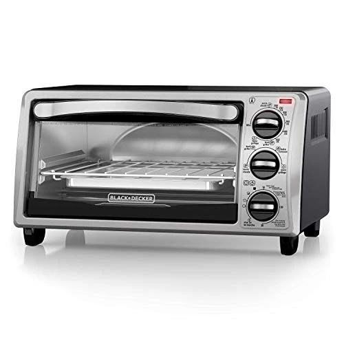 Black & Decker 4-Slice Convection Oven, Stainless Steel, Curved Interior Fits A 9 Inch Pizza, TO1313SBD