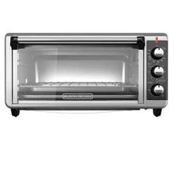Black & Decker TO3250XSB 8-Slice Extra Wide Convection Countertop Toaster Oven, Includes Bake Pan, Broil Rack & Toasting Rack, Stainless Steel/Black