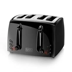 Black & Decker 4-Slice Toaster, Extra-Wide, Black, TR1410BD,10.91x11.54x7.71