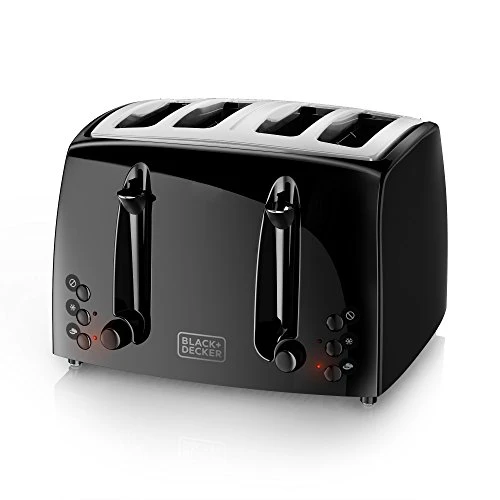Black & Decker 4-Slice Toaster, Extra-Wide, Black, TR1410BD,10.91x11.54x7.71