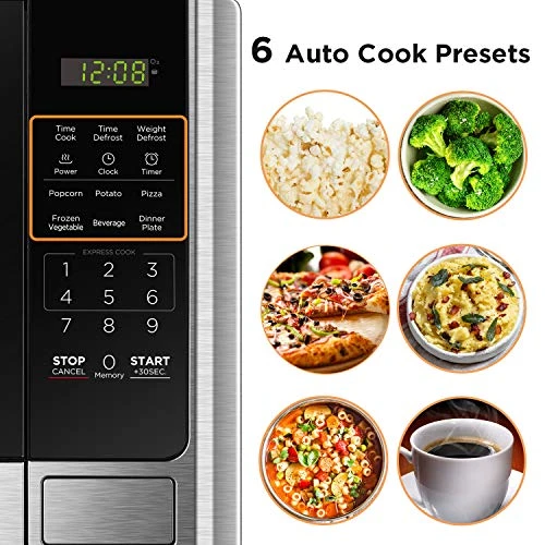 Black & Decker Digital Microwave Oven With Turntable Push-Button Door, Child Safety Lock, Stainless Steel, 0.9 Cu Ft - Image 2