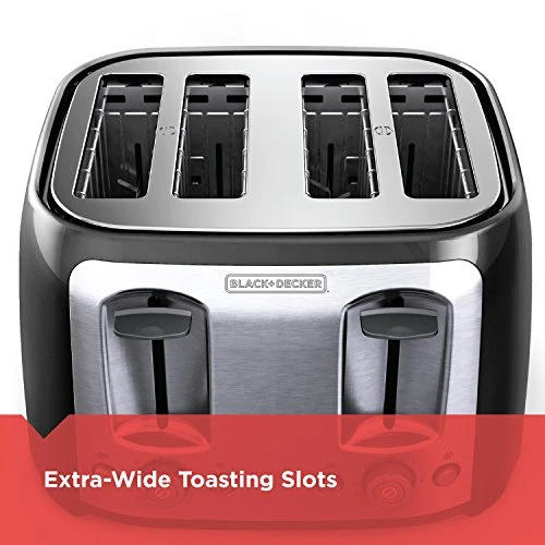 Black & Decker 4-Slice Toaster, Classic Oval, Black With Stainless Steel Accents, TR1478BD - Image 3