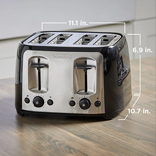 Black & Decker 4-Slice Toaster, Classic Oval, Black With Stainless Steel Accents, TR1478BD - Image 5