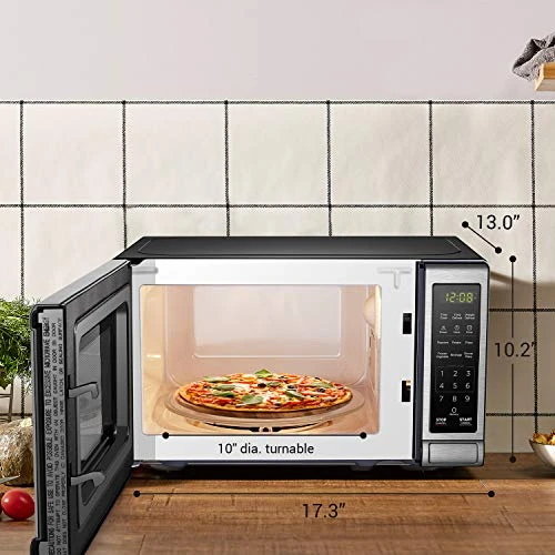 Black & Decker EM720CB7 Digital Microwave Oven With Turntable Push-Button Door, Child Safety Lock, 700W, Stainless Steel, 0.7 Cu.ft - Image 4