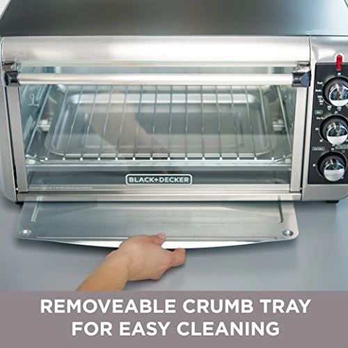 Black & Decker TO3250XSB 8-Slice Extra Wide Convection Countertop Toaster Oven, Includes Bake Pan, Broil Rack & Toasting Rack, Stainless Steel/Black - Image 5