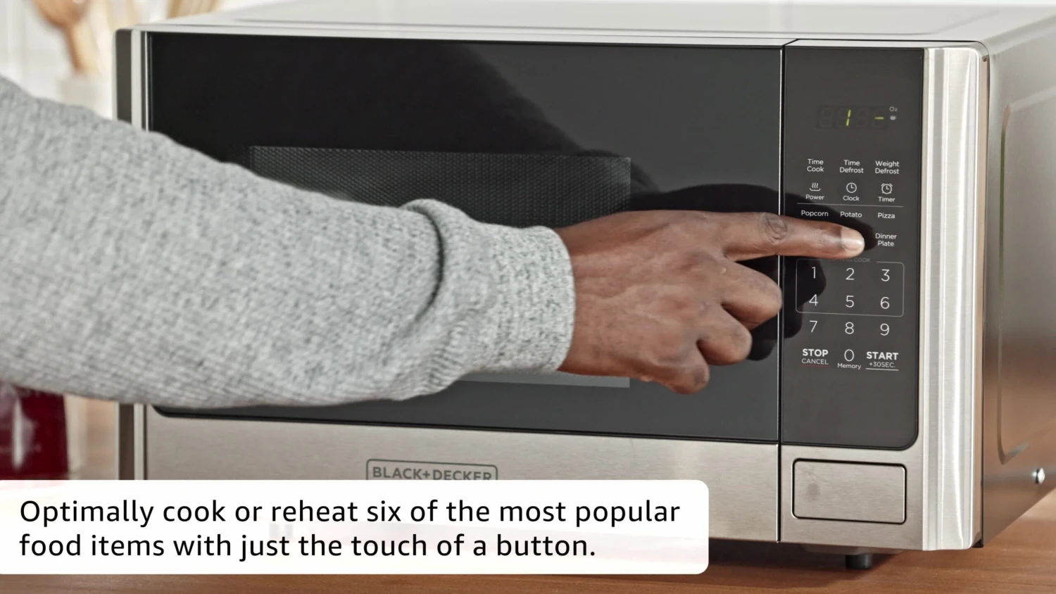 Black & Decker Digital Microwave Oven With Turntable Push-Button Door, Child Safety Lock, Stainless Steel, 0.9 Cu Ft - Image 7