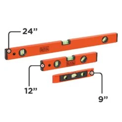 Black & Decker Level Set, 9 In., 12 In., 24 In., 3-Pack